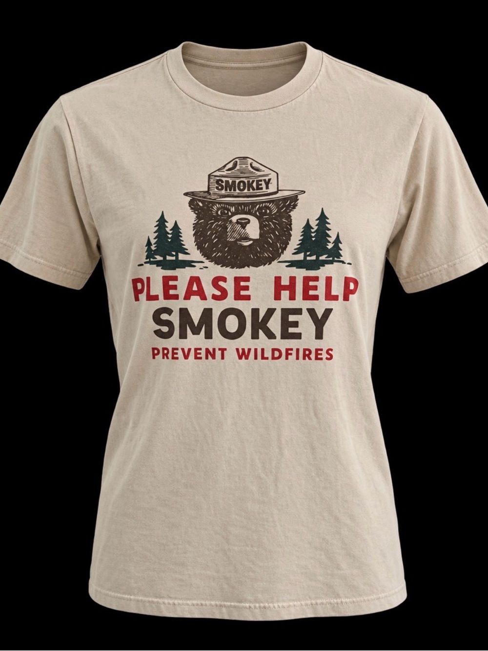 Smokey the Bear T Shirt Size XS Cream White